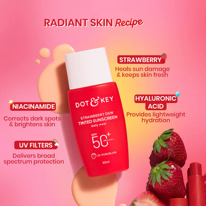 strawberry Dew Tinted Sunscreen, In-Vivo Tested SPF 50+ PA++++