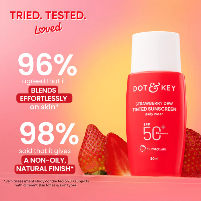 strawberry Dew Tinted Sunscreen, In-Vivo Tested SPF 50+ PA++++